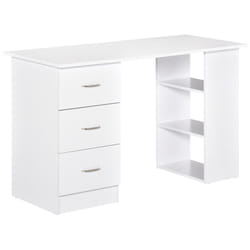 HOMCOM 120cm Computer Desk PC Table Workstation w/ 3 Shelf & Drawers White