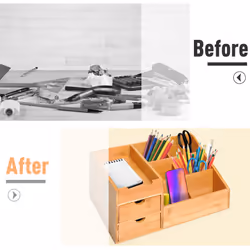 HOMCOM Organiser Holder Multi-Function Storage Caddy Drawers Natural Bamboo