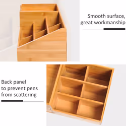 HOMCOM Organiser Holder Multi-Function Storage Caddy Drawers Natural Bamboo - Additional view 4