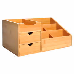 HOMCOM Organiser Holder Multi-Function Storage Caddy Drawers Natural Bamboo - Additional view 8