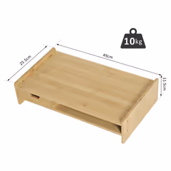 HOMCOM Monitor Riser Laptop PC Plinth Stand Desktop Organiser W/ Drawer Bamboo