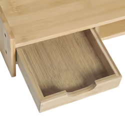 HOMCOM Monitor Riser Laptop PC Plinth Stand Desktop Organiser W/ Drawer Bamboo - Additional view 7