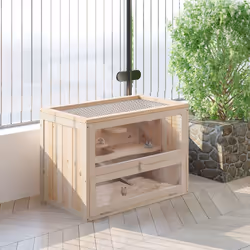 PawHut 2 Levels Wooden Hamster Cage Mice Rodents Hutch Small Animals