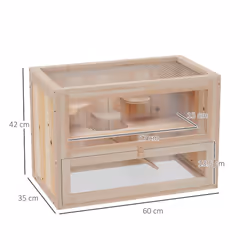 PawHut 2 Levels Wooden Hamster Cage Mice Rodents Hutch Small Animals