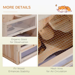 PawHut 2 Levels Wooden Hamster Cage Mice Rodents Hutch Small Animals - Additional view 8