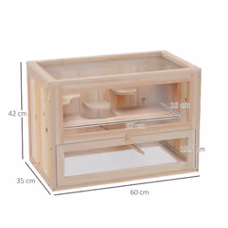 PawHut 2 Levels Wooden Hamster Cage Mice Rodents Hutch Small Animals - Additional view 9