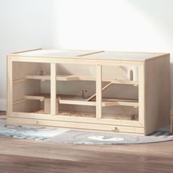 PawHut Wooden Hamster Cage, Exercise Play House Pen with Tray, Openable Top