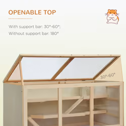 PawHut Wooden Hamster Cage, Exercise Play House Pen with Tray, Openable Top