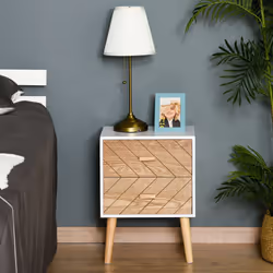 HOMCOM Bedside Table 2 Drawers Side Cabinet Wooden Storage Chest - Additional view 6
