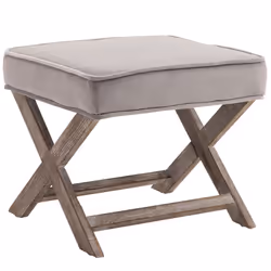 HOMCOM Vintage Footstool Padded Seat X Shape Chair w/ Velvet Cover