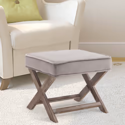 HOMCOM Vintage Footstool Padded Seat X Shape Chair w/ Velvet Cover