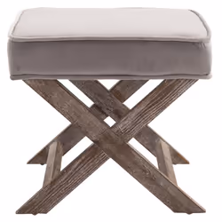 HOMCOM Vintage Footstool Padded Seat X Shape Chair w/ Velvet Cover