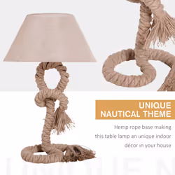 HOMCOM Table Lamp Indispensable Nautical Twisted Rope E27 Base Bedside Light