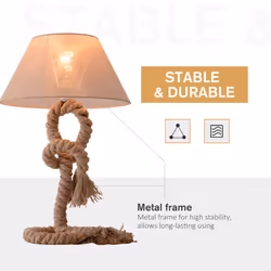 HOMCOM Table Lamp Indispensable Nautical Twisted Rope E27 Base Bedside Light