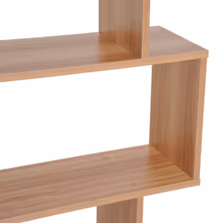 HOMCOM 6-Tier Wooden Modern S-Shaped Storage Shelf for Home Natural