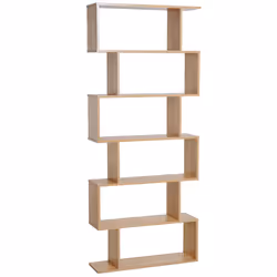 HOMCOM 6-Tier Wooden Modern S-Shaped Shelf Storage Unit Home Office Oak Colour - Additional view 8