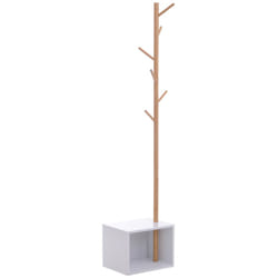 HOMCOM Coat Rack Storage Bench Hallway Tree Hat Hanger Entryway Bedroom Stand