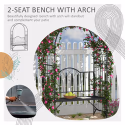 Outsunny Garden Arch Bench Outdoor Patio Trellis Arbor for Climbing Plant