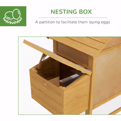 PawHut Chicken Coop Hen Cage Small Animal Hutch Nesting Box Outdoor Run Natural - Additional view 4
