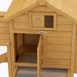 PawHut Chicken Coop Hen Cage Small Animal Hutch Nesting Box Outdoor Run Natural - Additional view 6