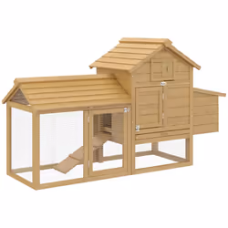 PawHut Chicken Coop Hen Cage Small Animal Hutch Nesting Box Outdoor Run Natural - Additional view 8