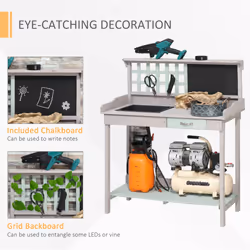 HOMCOM Outdoor Potting Table Bench Workstation with Wood Planting Shelves