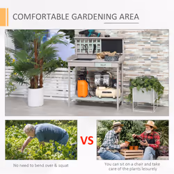 HOMCOM Outdoor Potting Table Bench Workstation with Wood Planting Shelves - Additional view 4