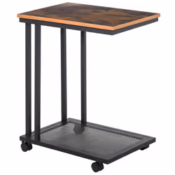 HOMCOM Mobile Sofa Side End Coffee C Table Laptop Stand Rolling Castors Storage