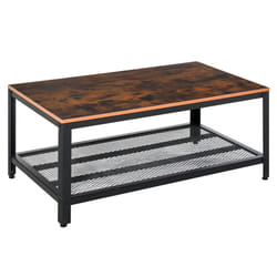 HOMCOM 2-Tier Wooden Coffee Table Retro Industrial Style Side Desk
