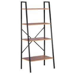 HOMCOM 4-Tier Minimalistic Ladder Shelf Home Display Storage Brown