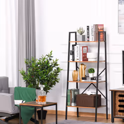 HOMCOM 4-Tier Minimalistic Ladder Shelf Home Display Storage Brown