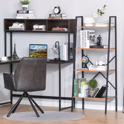 HOMCOM 4-Tier Minimalistic Ladder Shelf Home Display Storage Brown - Additional view 6