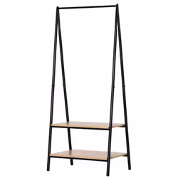 HOMCOM 2-Tier Garment Rack Storage Shelves Metal Coat Shoes Clothes Stand