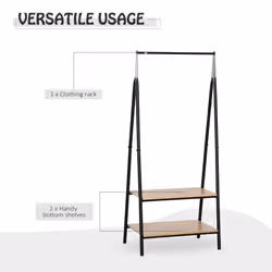 HOMCOM 2-Tier Garment Rack Storage Shelves Metal Coat Shoes Clothes Stand