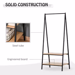 HOMCOM 2-Tier Garment Rack Storage Shelves Metal Coat Shoes Clothes Stand - Additional view 5