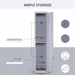 Vinsetto 1.8m Locker Office Cabinet Storage Cold Rolled Steel