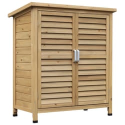 Outsunny Wooden Garden Two-Door Storage Shed | Solid Fir Wood Cabinet for Garage & Outdoors