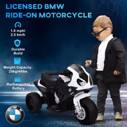 HOMCOM Electric Kids Ride on Motorcycle BMW Liscensed w/ Headlights Music Black