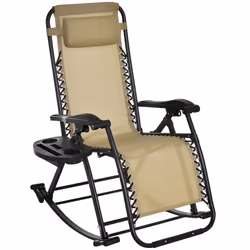 Outsunny Folding Recliner Chair Outdoor Lounge Rocker Zero-Gravity Seat