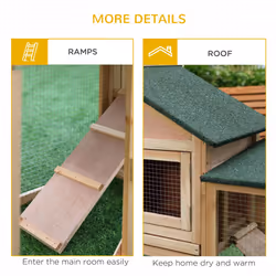 PawHut Rabbit Hutch Bunny Cage Guinea Pig House w/ Tray Ladder Outdoor Run - Additional view 5