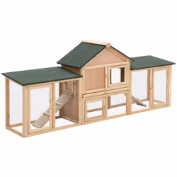 PawHut Rabbit Hutch Bunny Cage Guinea Pig House w/ Tray Ladder Outdoor Run - Additional view 8
