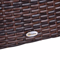 Outsunny Rattan Wicker Tea Coffee Table w/ Umbrella Hole Storage Space - Additional view 5