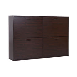 HOMCOM Wooden Shoes Cabinet w/ Multi Flip Down Shelf Drawer Brown