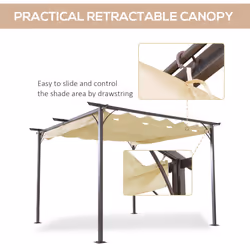 Outsunny 3.5x3.5m Pergola Metal Gazebo Backyard Porch Awning Retractable Canopy - Additional view 4