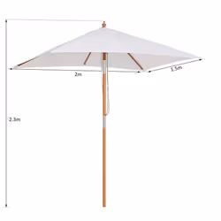 Outsunny Wooden Garden Parasol With 6 Bamboo Ribs - 2 x 1.5m