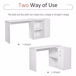 HOMCOM Computer Desk Rotating Dining Table W/ Storage Shelf White