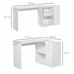 HOMCOM Computer Desk Rotating Dining Table W/ Storage Shelf White - Additional view 5