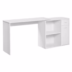 HOMCOM Computer Desk Rotating Dining Table W/ Storage Shelf White - Additional view 7