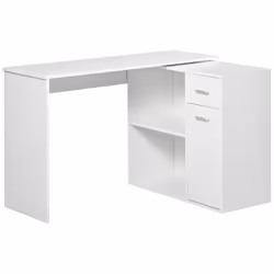 HOMCOM Computer Desk Rotating Dining Table W/ Storage Shelf White - Additional view 8
