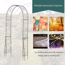 Outsunny Metal Garden Arch Arbour Rose Climbing Archway Plant Wedding Decorative